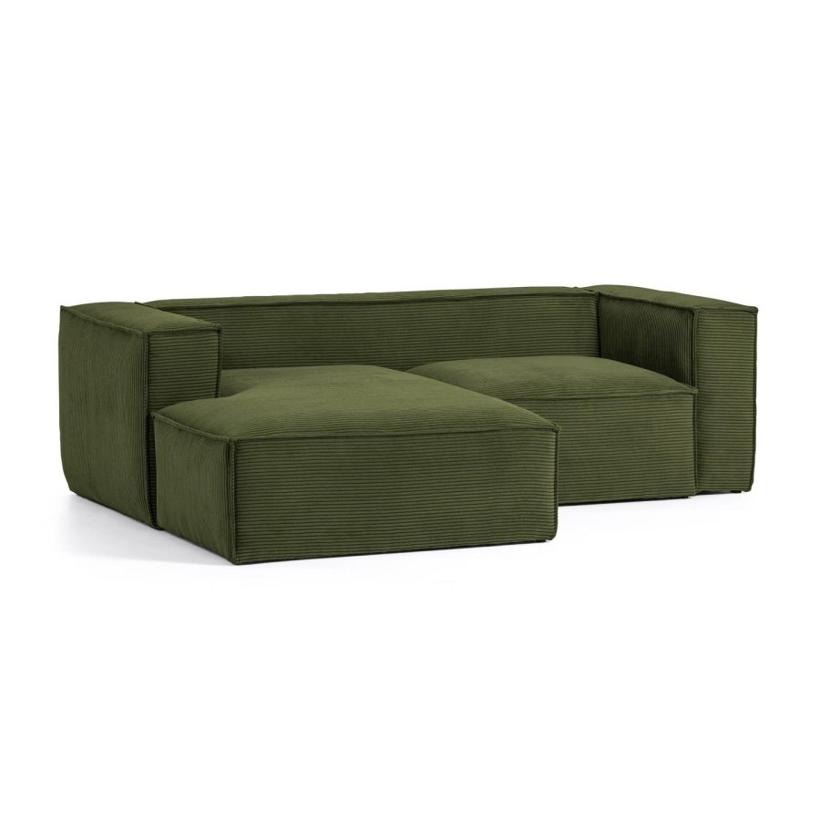 KAVE HOME Blok 2 pers. sofa, m. venstre chaiselong - grn corduroy fljl (240 cm)