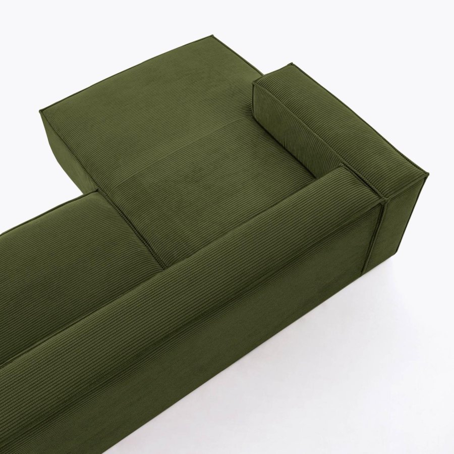 KAVE HOME Blok 2 pers. sofa, m. venstre chaiselong - grn corduroy fljl (240 cm)