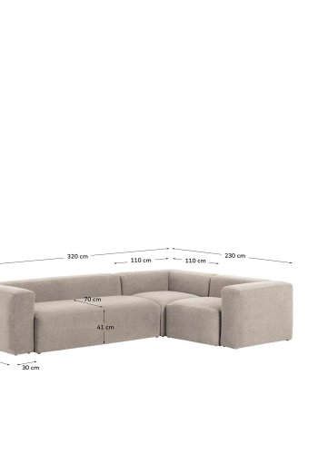 KAVE HOME Blok hjrnesofa - beige polyester