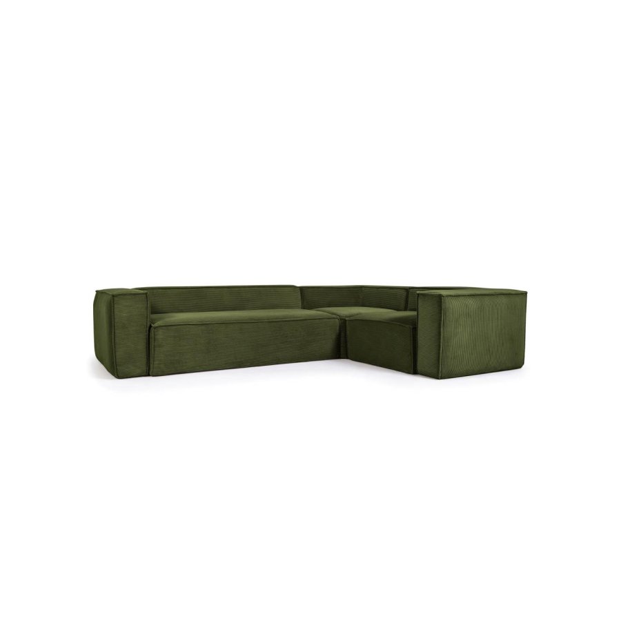 KAVE HOME Blok hjrnesofa - grn corduroy fljl (320x230 cm)