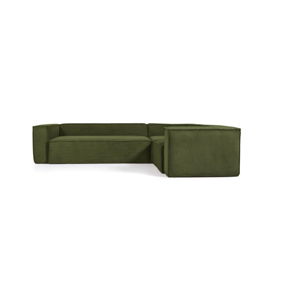 KAVE HOME Blok hjrnesofa - grn corduroy fljl (320x230 cm)