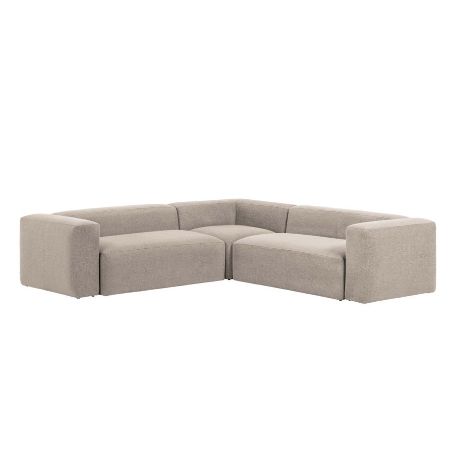 KAVE HOME Blok hjrnesofa - beige polyester