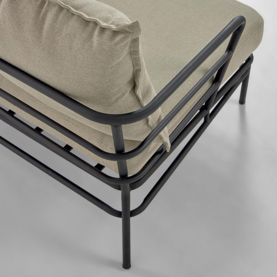 KAVE HOME Mareluz 3 pers. havesofa, m. hynder - gr stof og sort stl