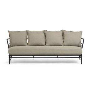 KAVE HOME Mareluz 3 pers. havesofa, m. hynder - gr stof og sort stl