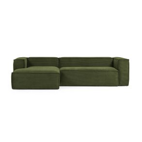 KAVE HOME Blok 3 pers. sofa, m. venstre chaiselong - grn corduroy fljl (300 cm)