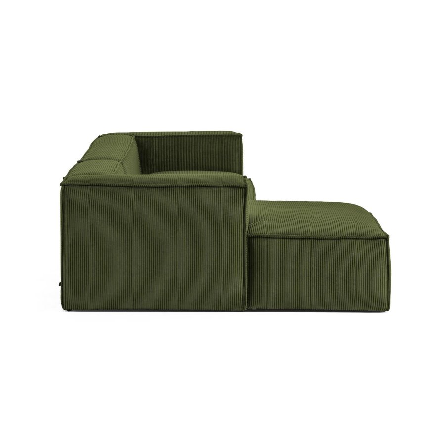 KAVE HOME Blok 3 pers. sofa, m. venstre chaiselong - grn corduroy fljl (300 cm)
