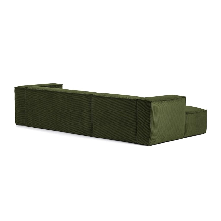 KAVE HOME Blok 3 pers. sofa, m. venstre chaiselong - grn corduroy fljl (300 cm)