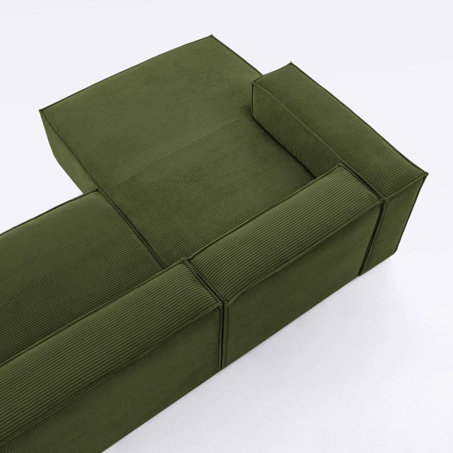 KAVE HOME Blok 3 pers. sofa, m. venstre chaiselong - grn corduroy fljl (300 cm)