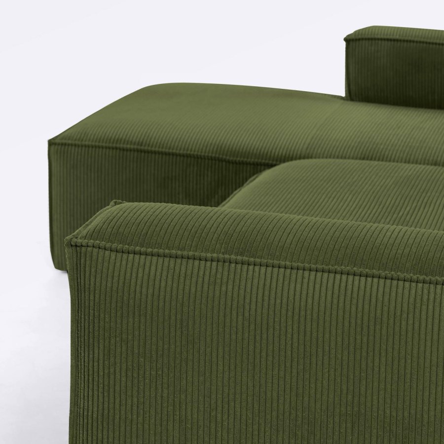 KAVE HOME Blok 3 pers. sofa, m. venstre chaiselong - grn corduroy fljl (300 cm)