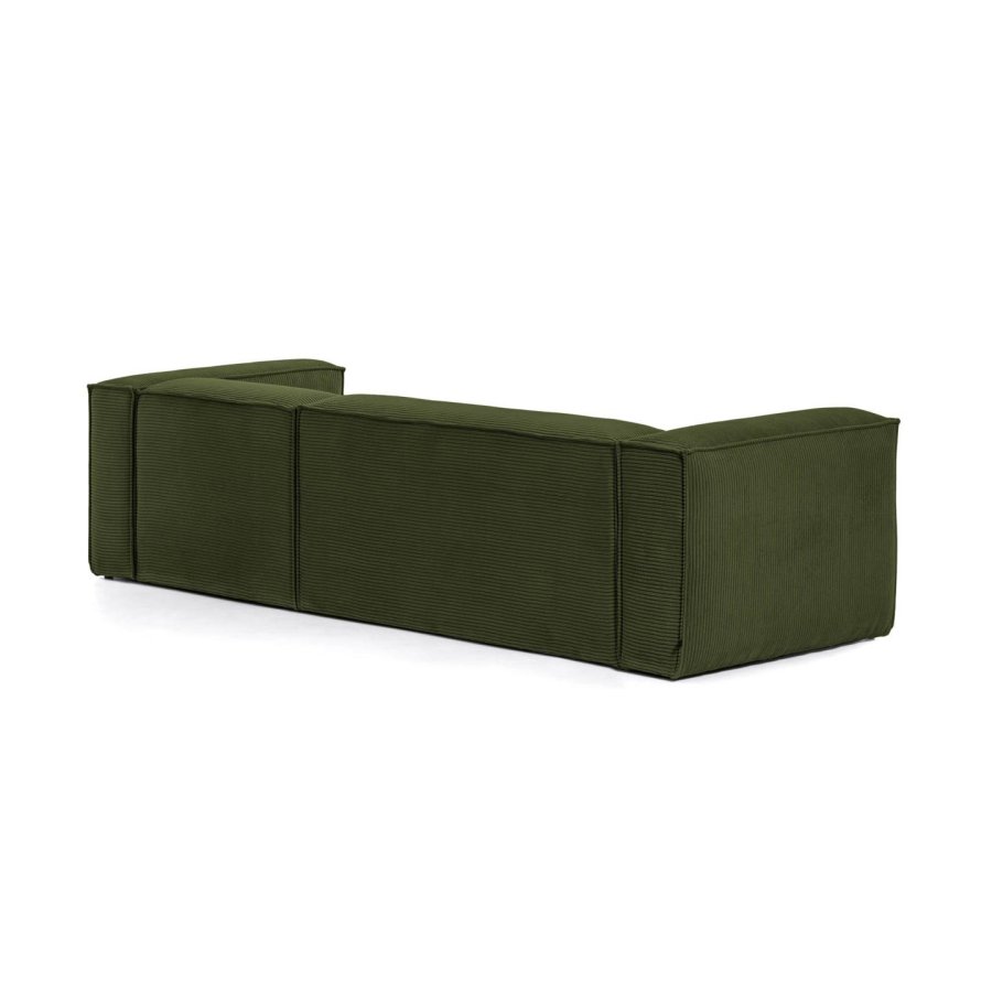 KAVE HOME Blok 3 pers. sofa, m. hjre chaiselong - grn corduroy fljl (300 cm)