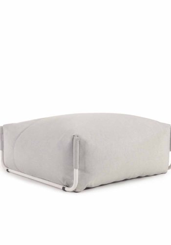KAVE HOME Square puf modul til havesofa - lysegr stof og hvid aluminium (101x101)