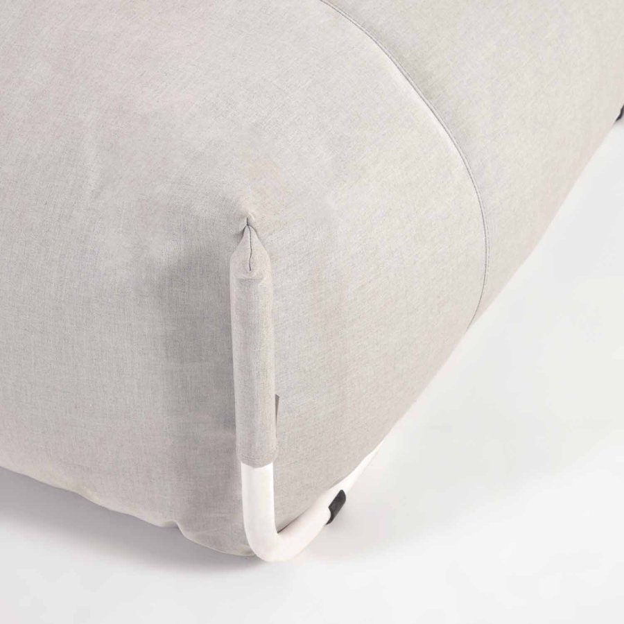 KAVE HOME Square puf modul til havesofa - lysegr stof og hvid aluminium (101x101)