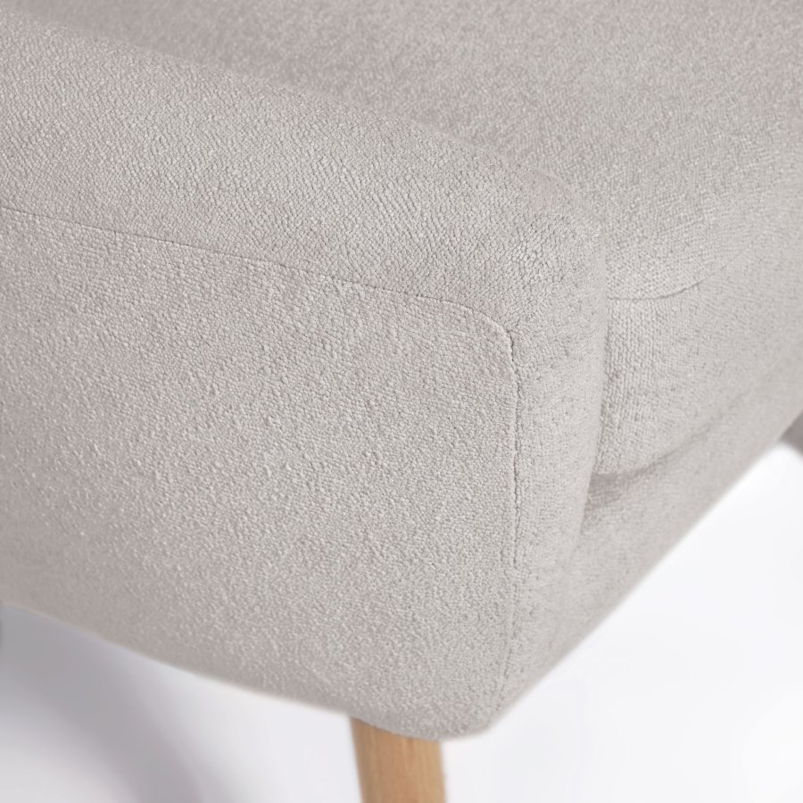 KAVE HOME Candela lnestol - gr fleece og natur bgetr