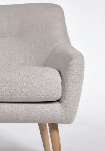 KAVE HOME Candela lnestol - gr fleece og natur bgetr