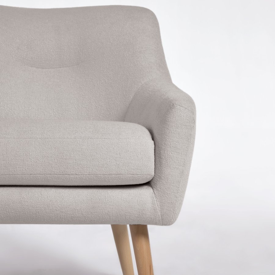 KAVE HOME Candela lnestol - gr fleece og natur bgetr