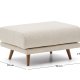 KAVE HOME Karin fodskammel i beige chenille med ben af massivt bgetr 90 x 70 cm