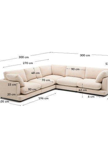  KAVE HOME Gala hjrnesofa 6-personers i beige chenille FSC Mix Credit 300 x 300 cm