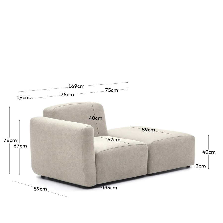 KAVE HOME Neom 1-personers modulsofa med rygmodul i beige, 169 cm FSC Mix Credit