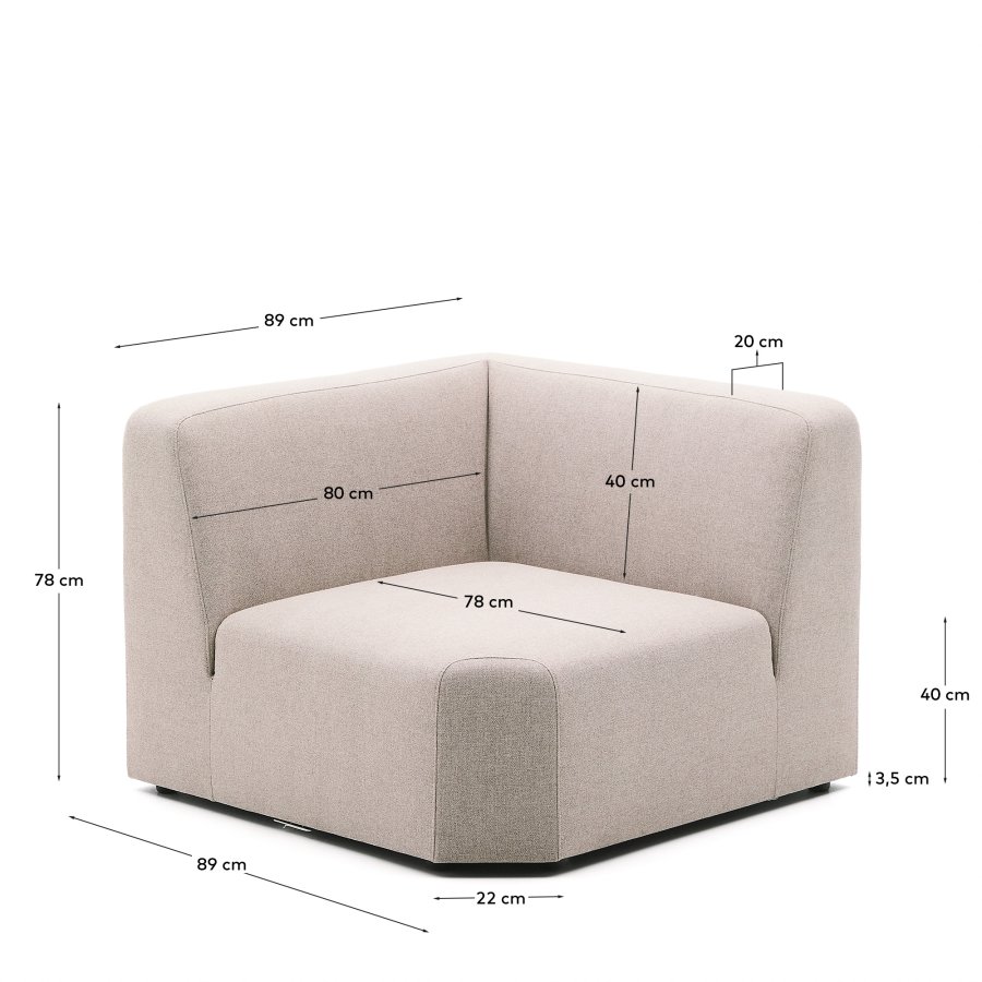 KAVE HOME Neom hjrnemodul beige 75 cm FSC Mix Credit