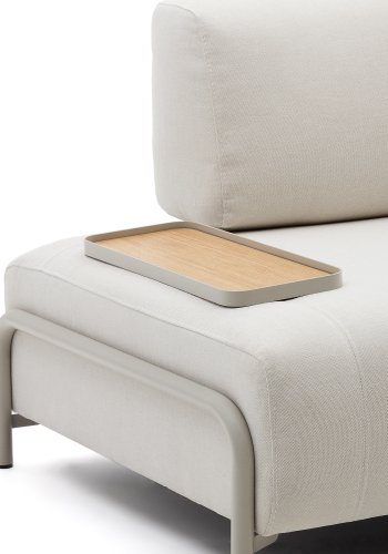 KAVE HOME Small Compo-bakke i egefiner med naturlig finish og beige metalstruktur