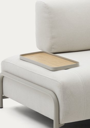 KAVE HOME Small Compo-bakke i egefiner med naturlig finish og beige metalstruktur