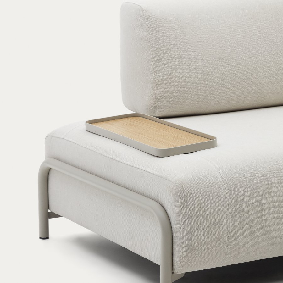 KAVE HOME Small Compo-bakke i egefiner med naturlig finish og beige metalstruktur