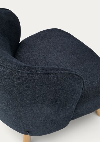 KAVE HOME Ulit lnestol - blgr chenille stof og natur bgetr