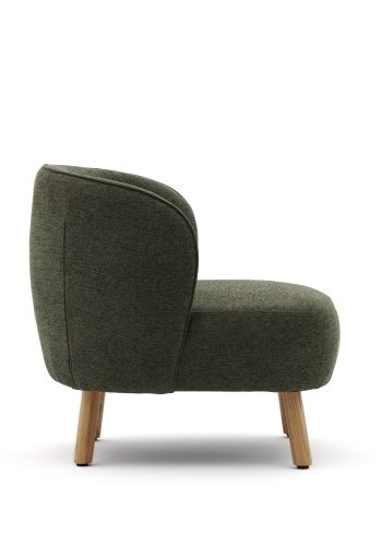 KAVE HOME Ulit lnestol - grn chenille stof og natur bgetr