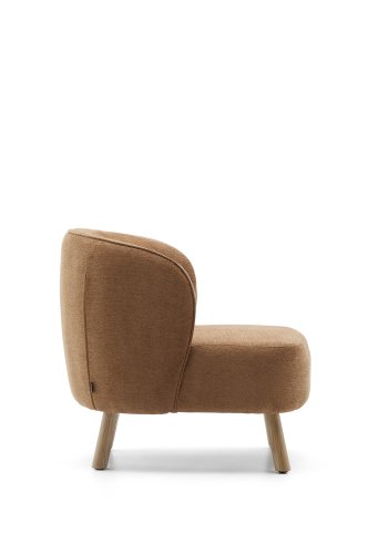 KAVE HOME Ulit lnestol - terracotta chenille stof og natur bgetr