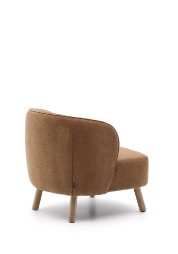 KAVE HOME Ulit lnestol - terracotta chenille stof og natur bgetr