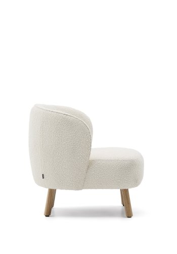 KAVE HOME Ulit lnestol - hvid bouclé stof og natur bgetr