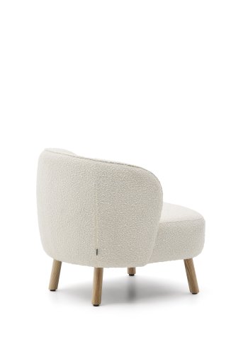 KAVE HOME Ulit lnestol - hvid bouclé stof og natur bgetr