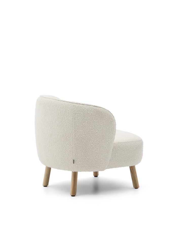 KAVE HOME Ulit lnestol - hvid bouclé stof og natur bgetr