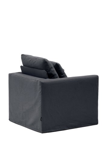 KAVE HOME Nora lnestol med aftageligt betrk og gr antracit hr- og bomuldspude 92 cm