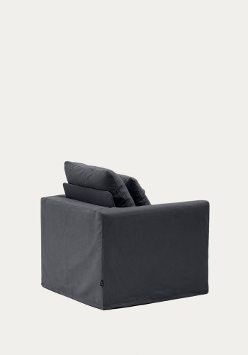 KAVE HOME Nora lnestol med aftageligt betrk og gr antracit hr- og bomuldspude 92 cm