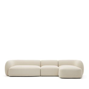 KAVE HOME Modulopbygget 4-personers sofa Martina i ecru chenille med hjre chaiselong 377 cm