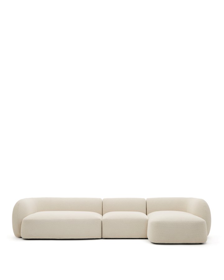 KAVE HOME Modulopbygget 4-personers sofa Martina i ecru chenille med hjre chaiselong 377 cm