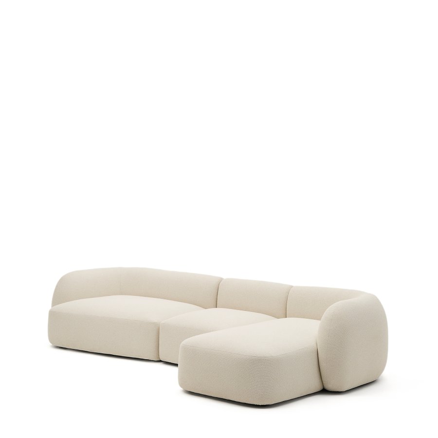 KAVE HOME Modulopbygget 4-personers sofa Martina i ecru chenille med hjre chaiselong 377 cm