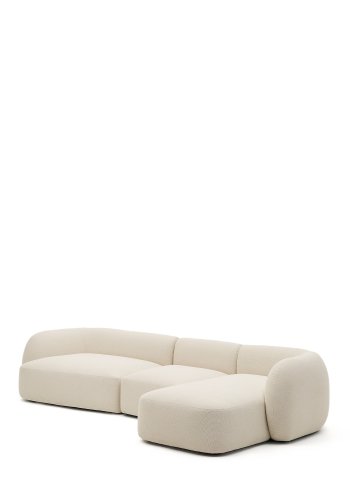 KAVE HOME Modulopbygget 4-personers sofa Martina i ecru chenille med hjre chaiselong 377 cm