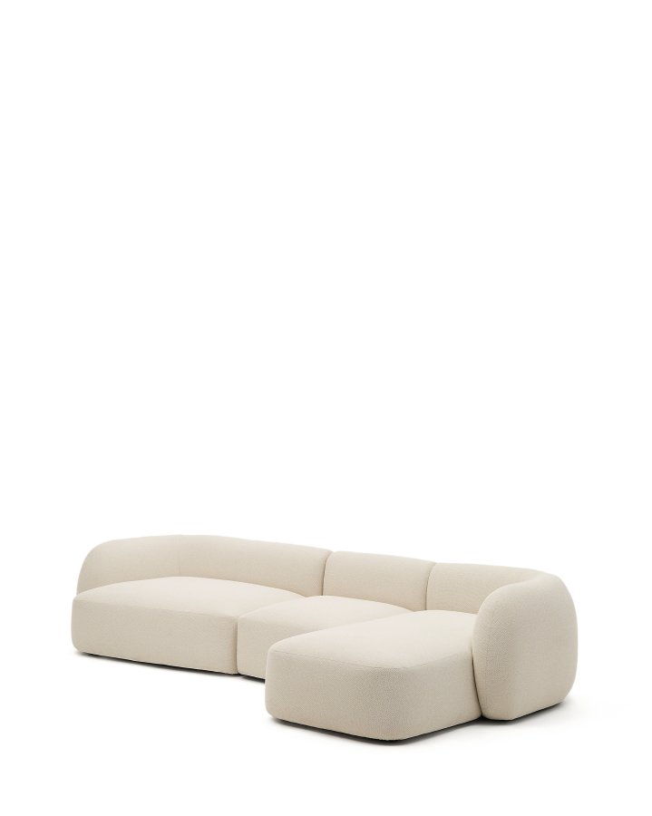 KAVE HOME Modulopbygget 4-personers sofa Martina i ecru chenille med hjre chaiselong 377 cm