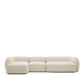 KAVE HOME Modulopbygget 4-personers sofa Martina i ecru chenille med venstre chaiselong 377 cm