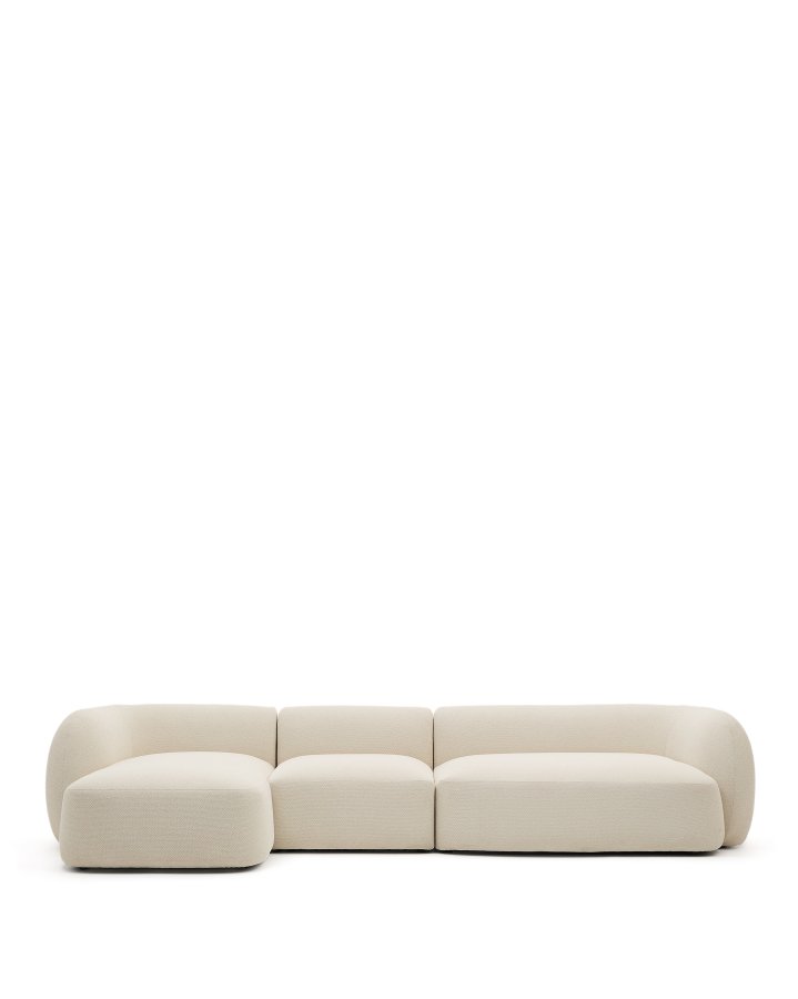 KAVE HOME Modulopbygget 4-personers sofa Martina i ecru chenille med venstre chaiselong 377 cm