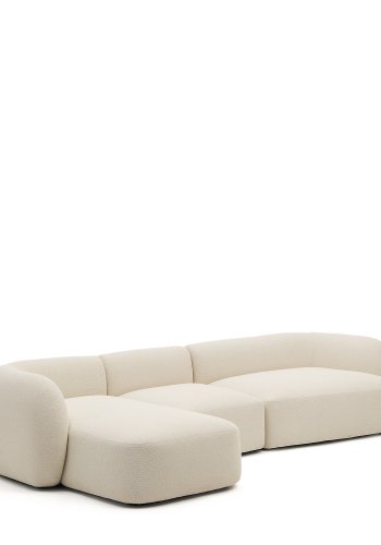 KAVE HOME Modulopbygget 4-personers sofa Martina i ecru chenille med venstre chaiselong 377 cm