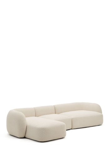 KAVE HOME Modulopbygget 4-personers sofa Martina i ecru chenille med venstre chaiselong 377 cm