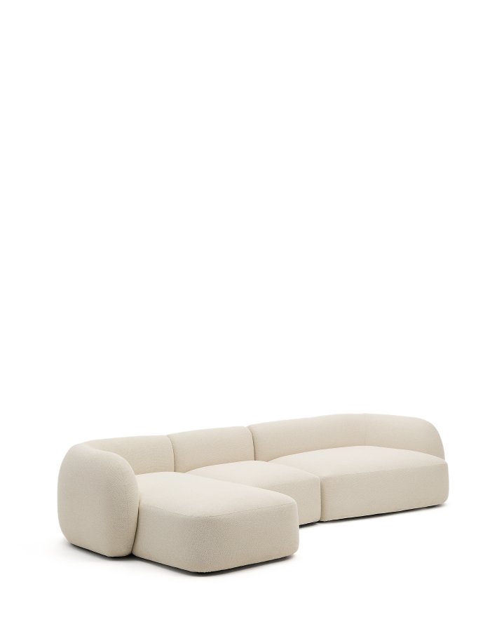 KAVE HOME Modulopbygget 4-personers sofa Martina i ecru chenille med venstre chaiselong 377 cm