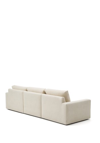 KAVE HOME Alea ecru chenille 4-personers modulsofa med hjre chaiselong og aftageligt betrk 310c