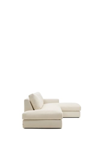 KAVE HOME Alea ecru chenille 5-personers modulsofa med hjre chaiselong og aftageligt betrk 340c