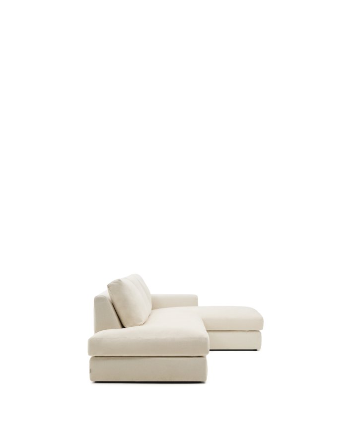 KAVE HOME Alea ecru chenille 5-personers modulsofa med hjre chaiselong og aftageligt betrk 340c