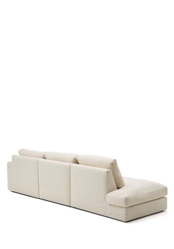 KAVE HOME Alea ecru chenille 5-personers modulsofa med hjre chaiselong og aftageligt betrk 340c