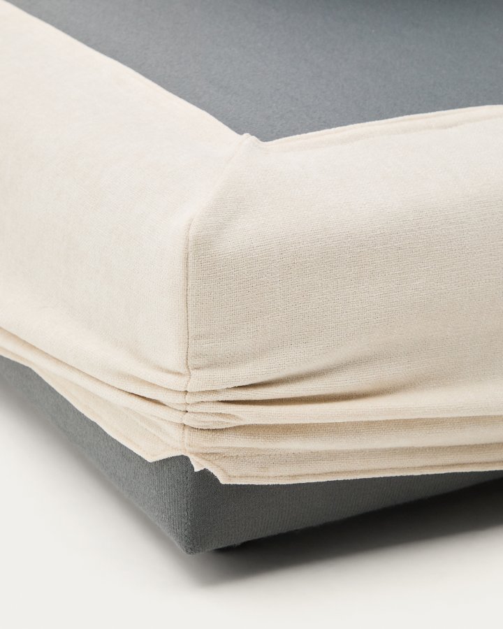 KAVE HOME Alea ecru chenille fodsttte med aftageligt betrk 90 x 90 cm